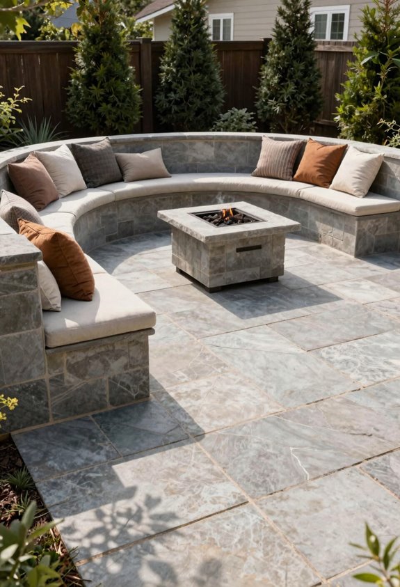 3 Do-It-Yourself Patio Designs You Can Build This Weekend 3 310 sq ft patio with built in curved seat wall