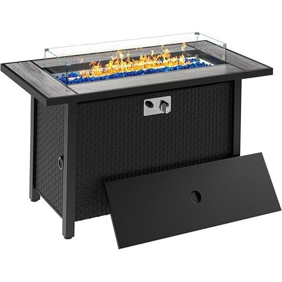 10 Best Fire Pits for Decks in 2026 6 45in propane fire pit table gray glass wind guard