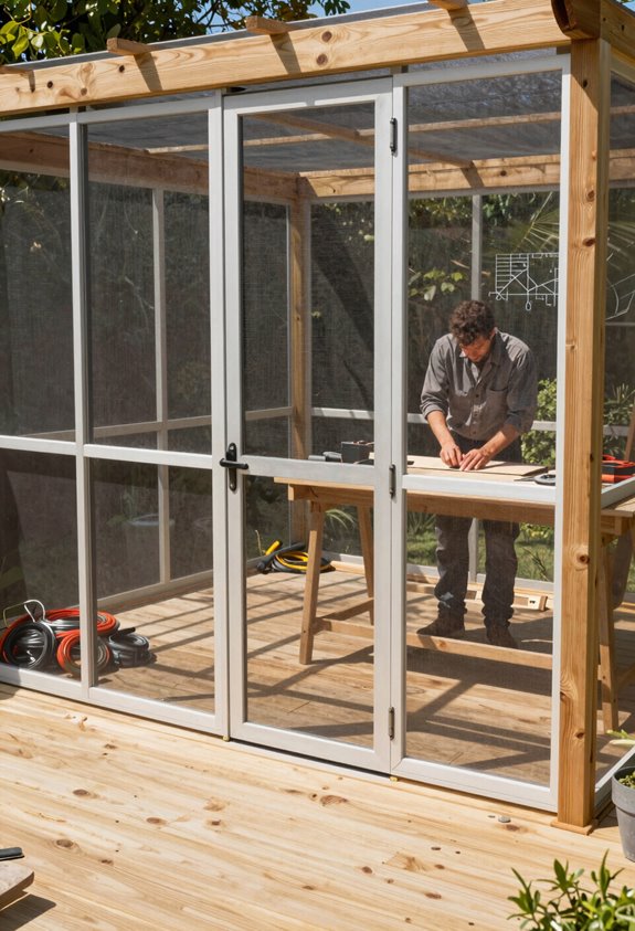 How to Build a DIY Screened-In Patio in 10 Steps 8 cedar frame doors with screens