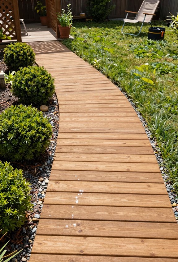 5 Do-It-Yourself Backyard Ideas You Can Build This Weekend 2 cedar walkway gravel drainage installed
