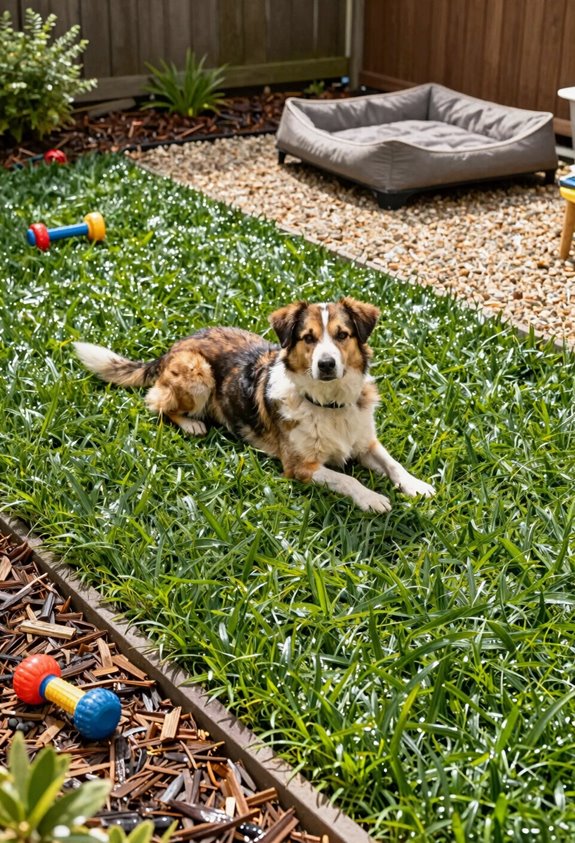 3 Dog Friendly Backyard Ideas Your Pup Will Love 1 clover lawn mulch thyme turf