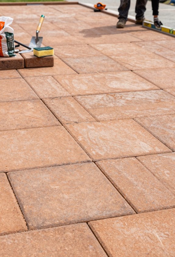 How to Design and Build a Large Paver Patio Ideas Step by Step 7 compacted joints with polymeric sand curing
