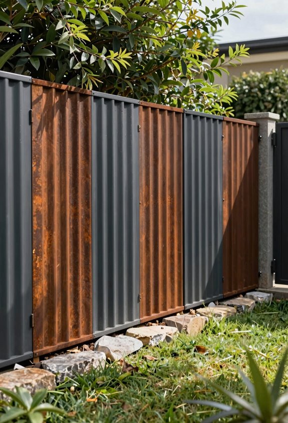 7 Best Cheap Fence Ideas for Backyard Privacy 2 corrugated panels privacy price coatings