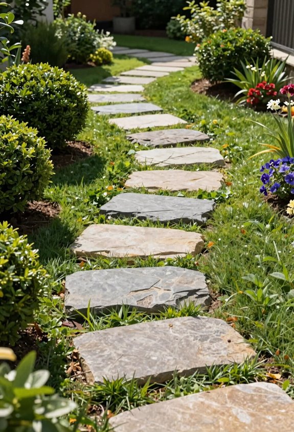 7 Easy Backyard Landscaping Ideas for Instant Curb Appeal 5 curved stepping stone path thyme