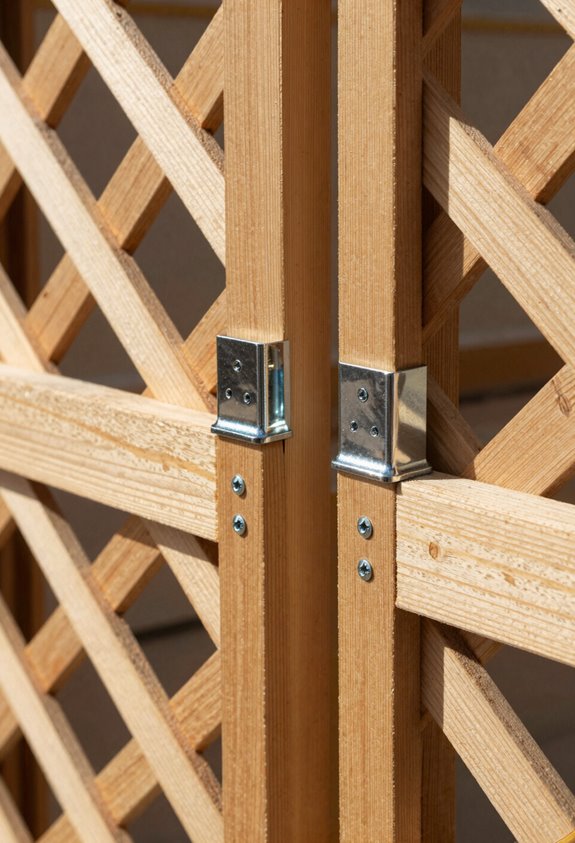 10 Steps to Build a DIY Lattice Privacy Screen 10 decorative post caps braces staining