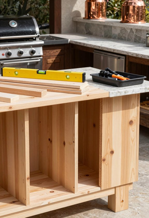 Build DIY Outdoor Kitchen Cabinets in 3 Steps 3 dry fit appliances seal install countertops