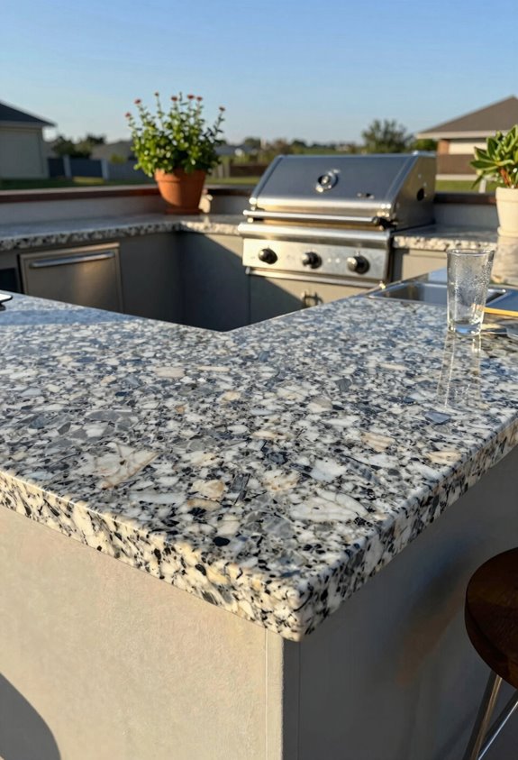 7 Best Countertop Materials for Outdoor Kitchens (2026 Guide) 2 granite countertops uv heat and sealants
