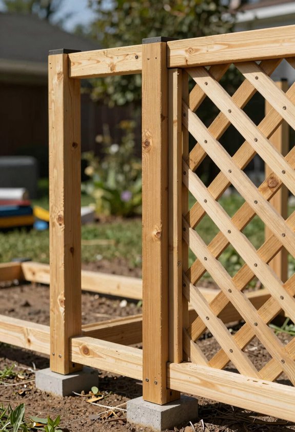 10 Steps to Build a DIY Lattice Privacy Screen 2 ground spikes vs concrete footings choice