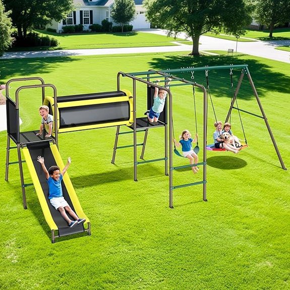 10 Best Rated Backyard Playsets for 2026 2 hapfan 660lbs 5 in 1 swing set
