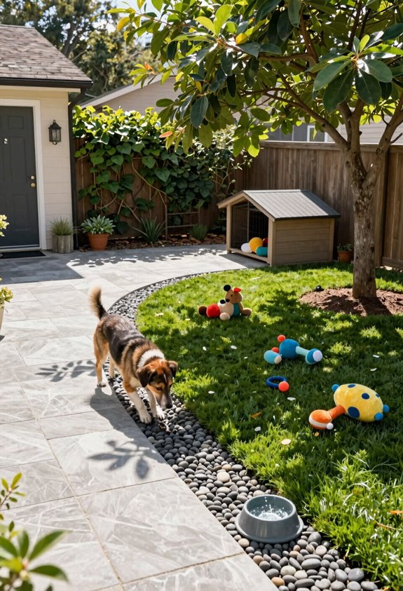3 Dog Friendly Backyard Ideas Your Pup Will Love 3 hardscape near doors zones protect lawn