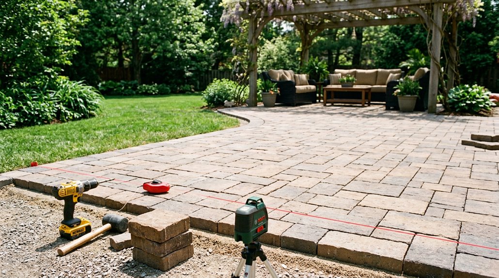 large paver patio construction steps