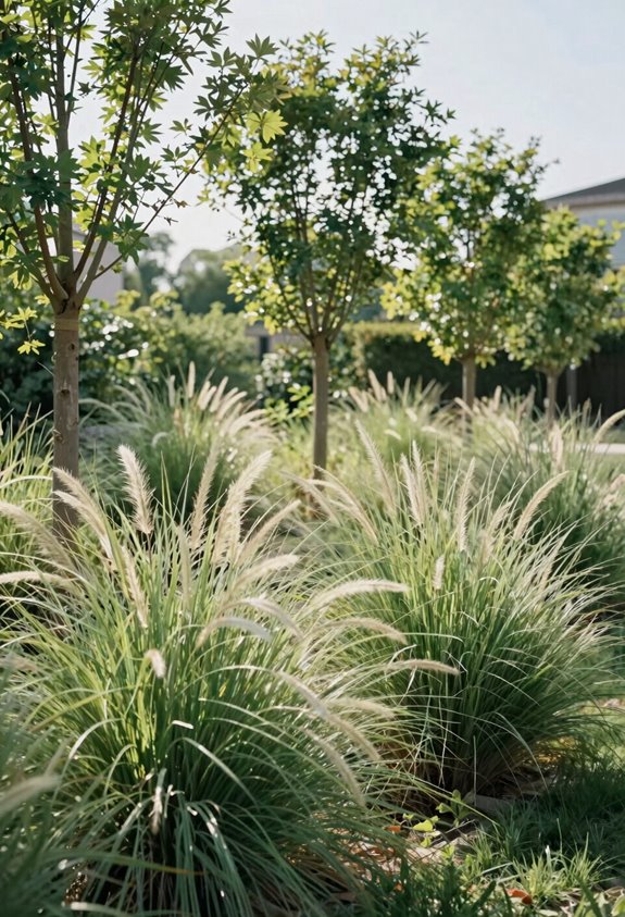 7 Backyard Landscape Privacy Ideas That Actually Work 4 layered grasses small trees screening