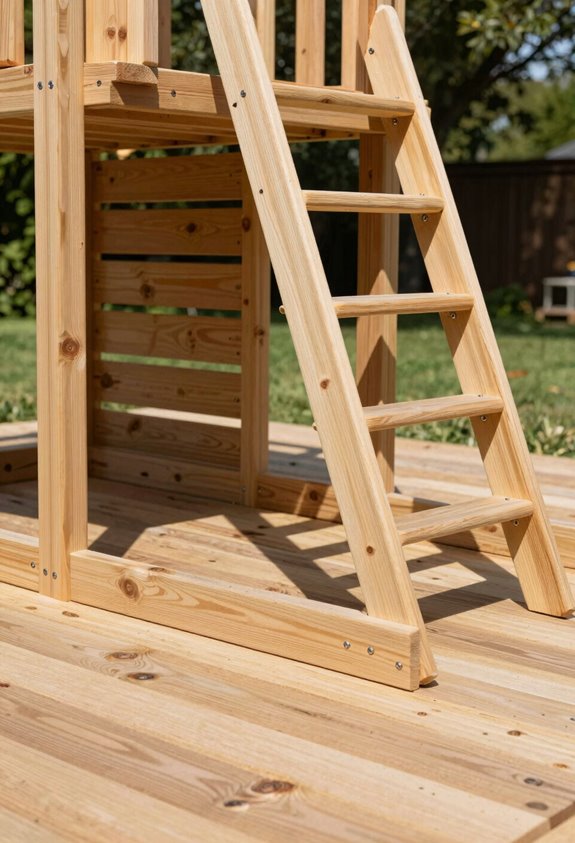 5 DIY Backyard Playground Ideas for Weekend Projects 4 level square anchored laddered
