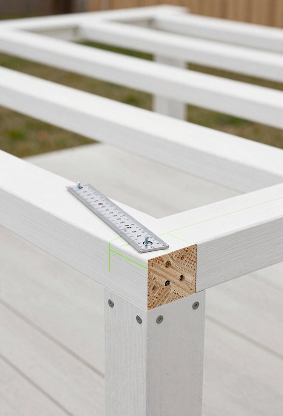 How to Build a Pergola on My Deck 7 level square beams crossbeams