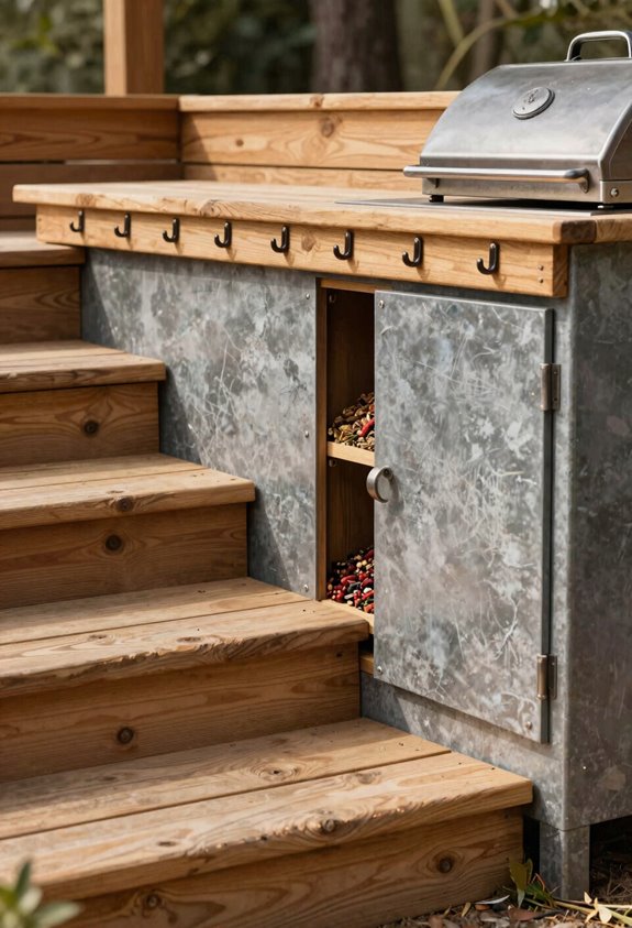 5 Steps to Build a DIY Outdoor Cooking Area on a Budget 3 magnetic hooks hidden spice storage