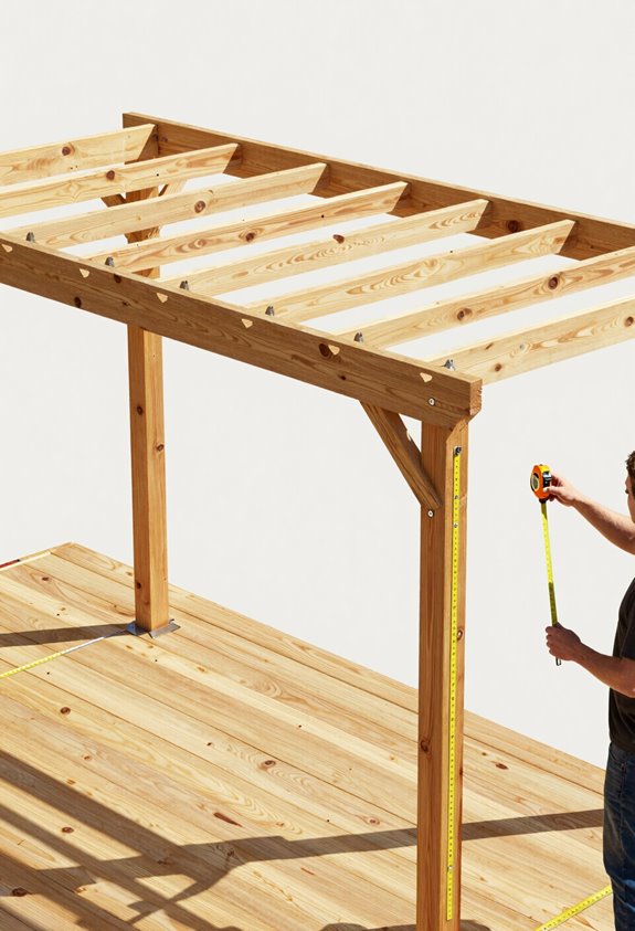 How to Build a Pergola on My Deck 5 measure mark align balance