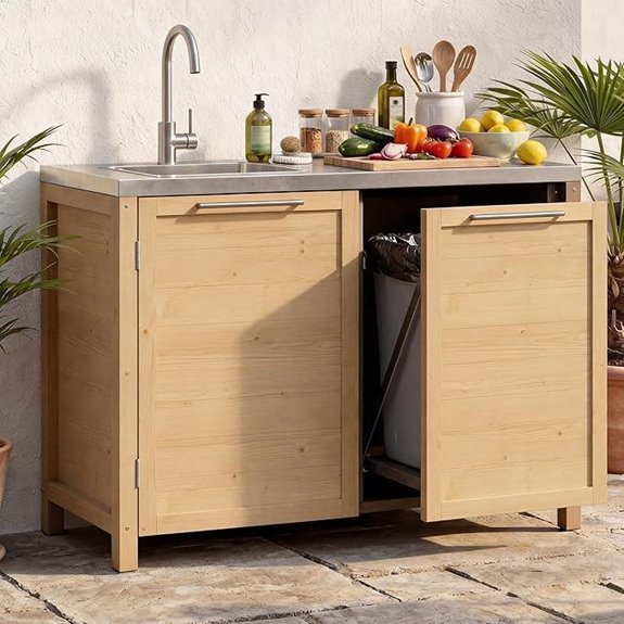 7 Best Countertops for Outdoor Kitchens in 2026 4 outdoor kitchen sink cabinet with trash bin storage