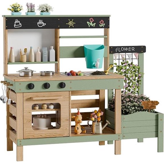 7 Best Outdoor Mud Kitchens for 2026 (Messy Play Approved) 5 outdoor wooden mud kitchen with planter box