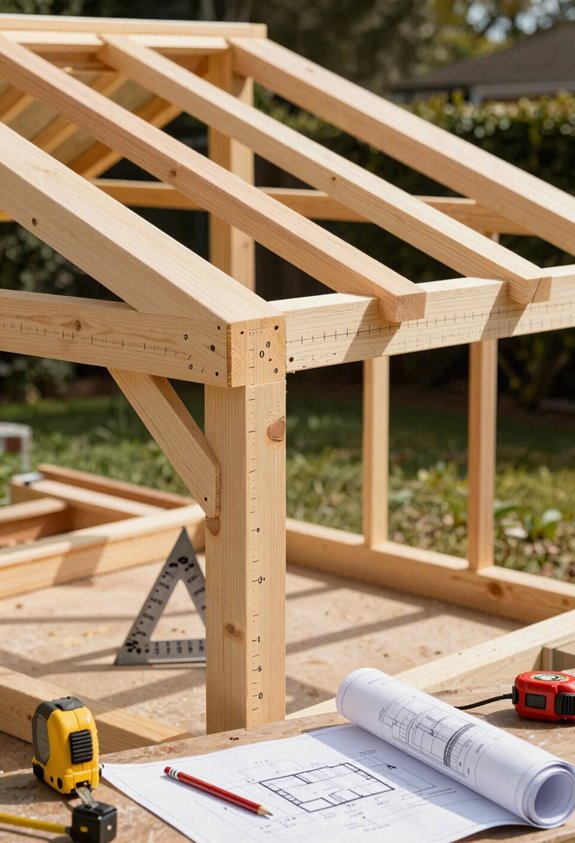 How to Build a DIY Lean-To Gazebo 4 rafter layout cut secure