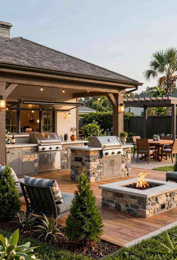 10 Backyard BBQ Area Design Ideas for Outdoor Entertaining 8 roofed patio for year round grilling