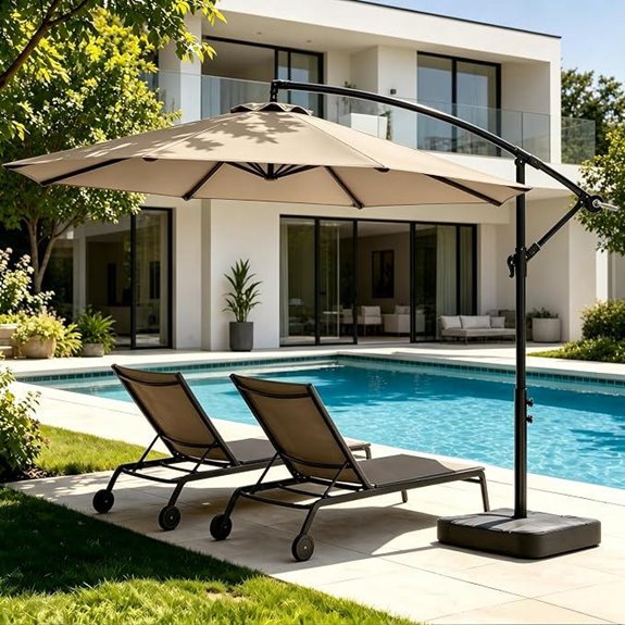 7 Best Cantilever Patio Umbrellas for 2026 1 ten foot cantilever offset umbrella with base