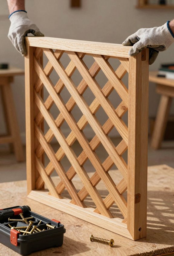 10 Steps to Build a DIY Lattice Privacy Screen 5 three layer frame with hidden lattice