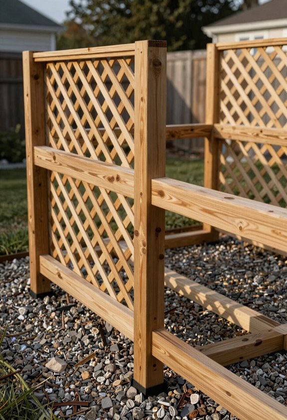 10 Steps to Build a DIY Lattice Privacy Screen 6 three posts leveled secured spacers