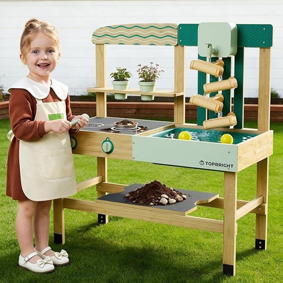 7 Best Outdoor Mud Kitchens for 2026 (Messy Play Approved) 3 top bright wooden mud kitchen
