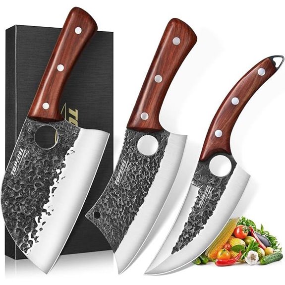 10 Best Outdoor Cooking Knives for 2026 (Slice in Style) 1 topfeel 3 piece hand forged knives