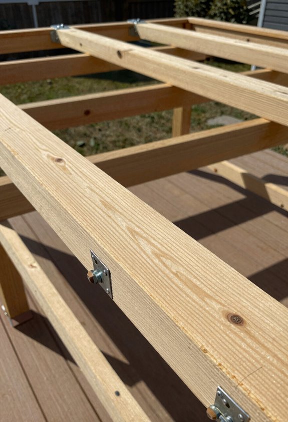 How to Build a Pergola on My Deck 2 verify beam by joist load anchoring